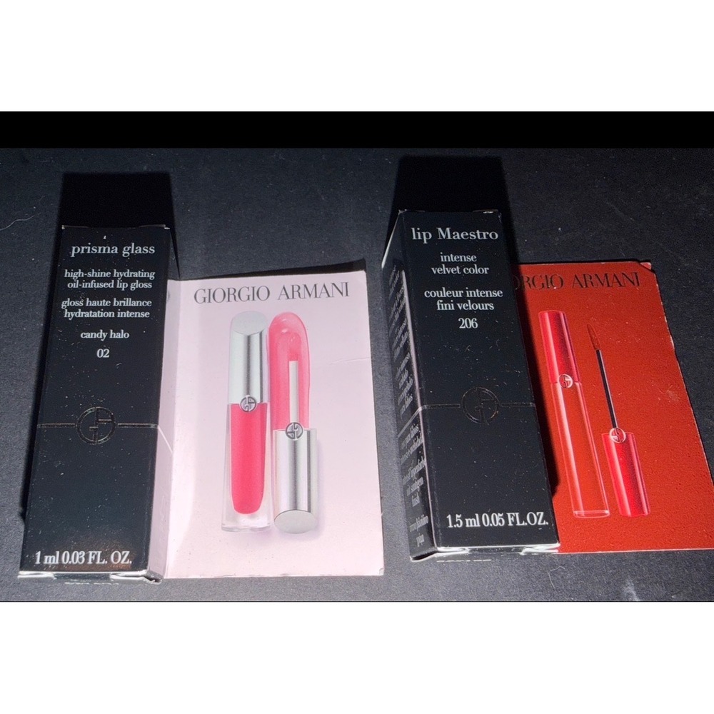 Giorgio Armani Prisma Glass Lip Maestro Set High-Shine Velvet Matte Travel Face